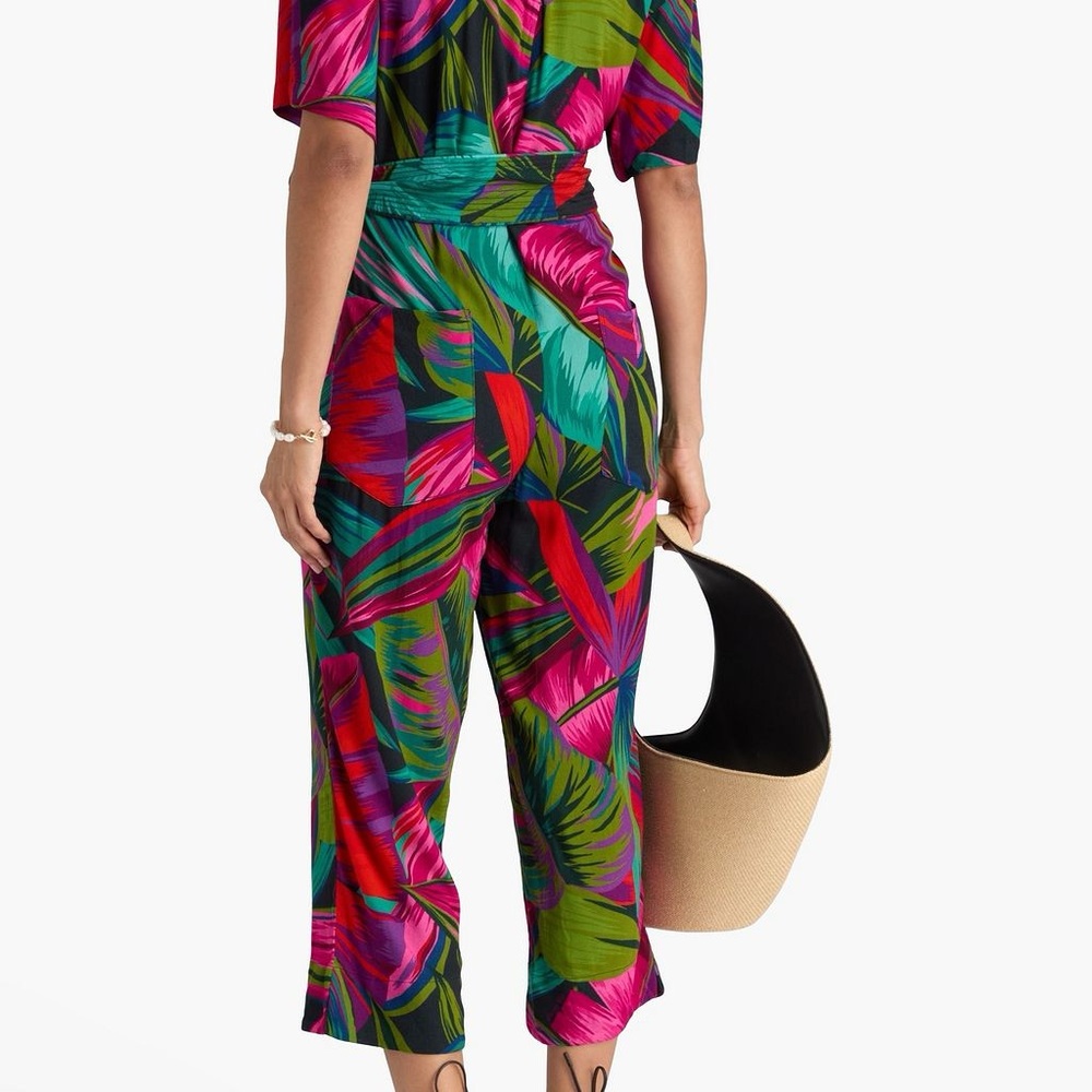 FARM RIO Colorful Tropical Print Button-Up JUMPSUIT - Picture 15 of 15